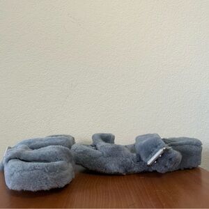 UGG Slides Sandals Fuzz Yeah Gray Sheepskin Slipper Comfort Women's Size 7.5